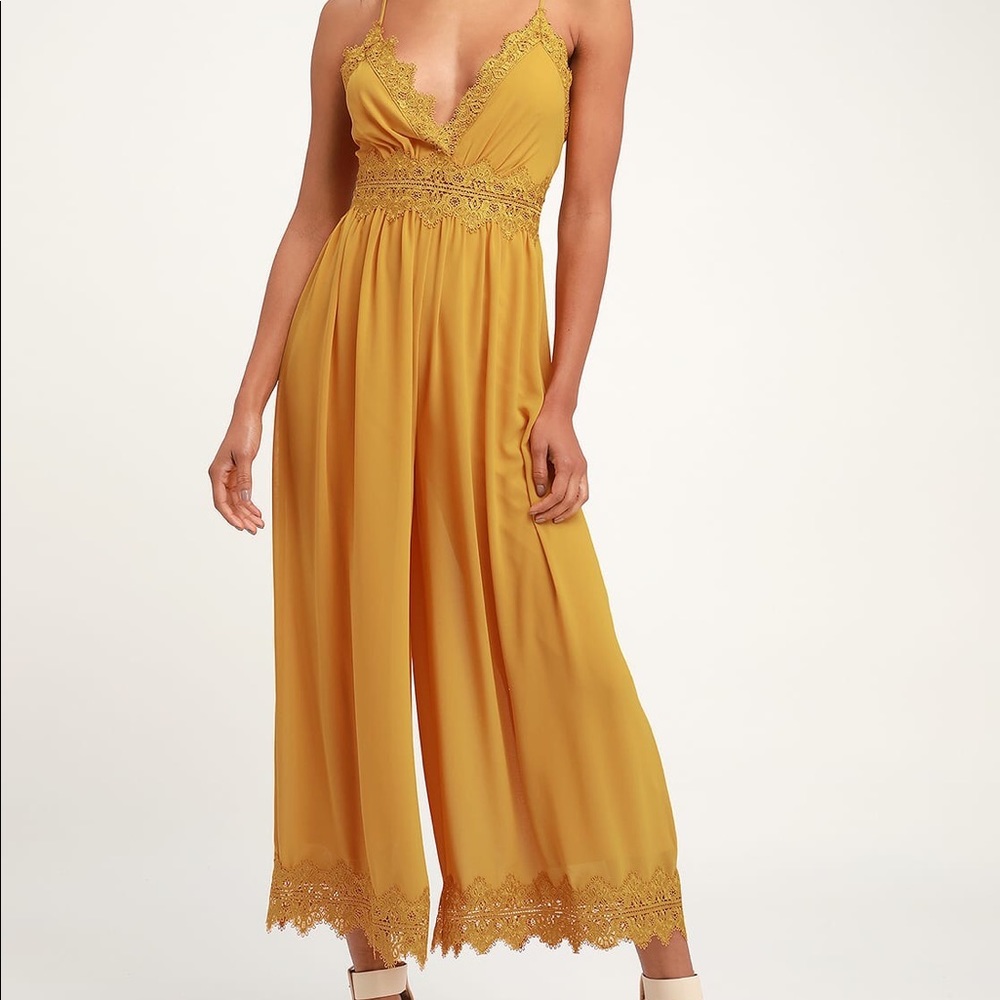 Mustard Yellow Lace Jumpsuit